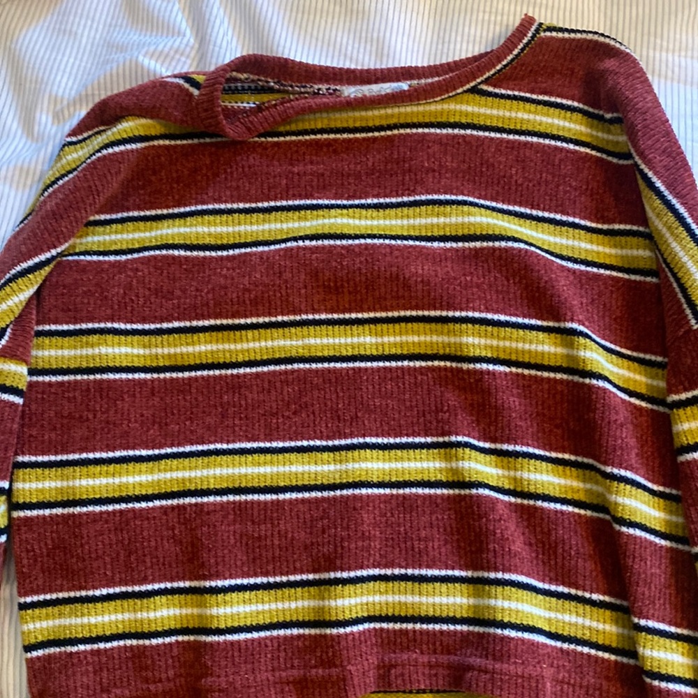 Red and yellow crochet/knit top, Size: M